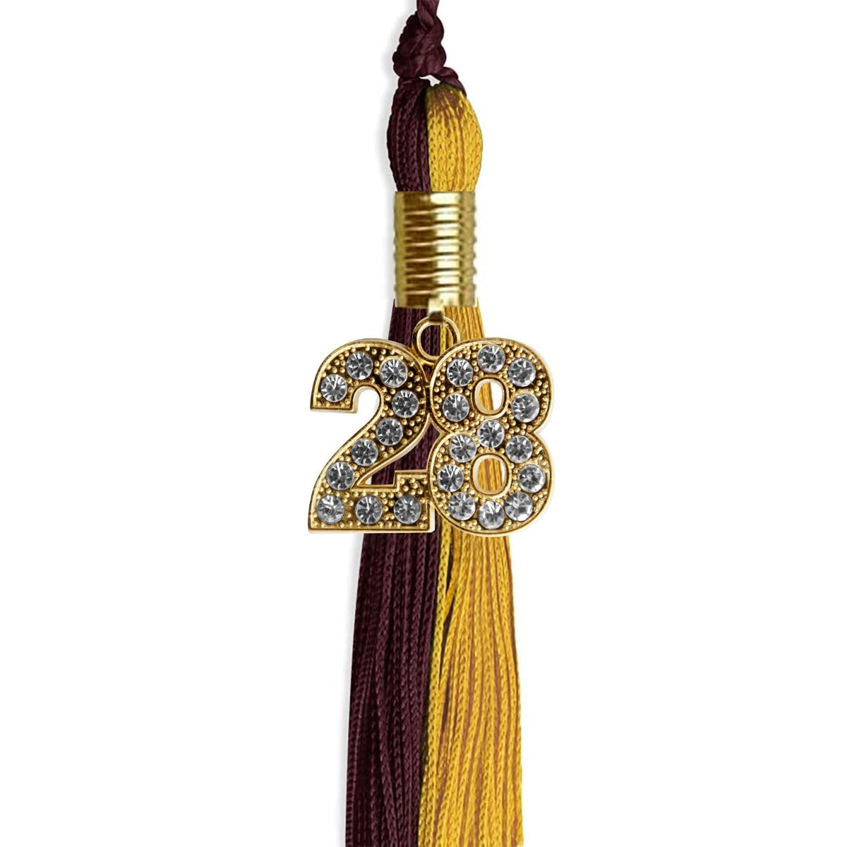 Maroon/Bright Gold Graduation Tassel with Gold Bling Charm - Endea Graduation