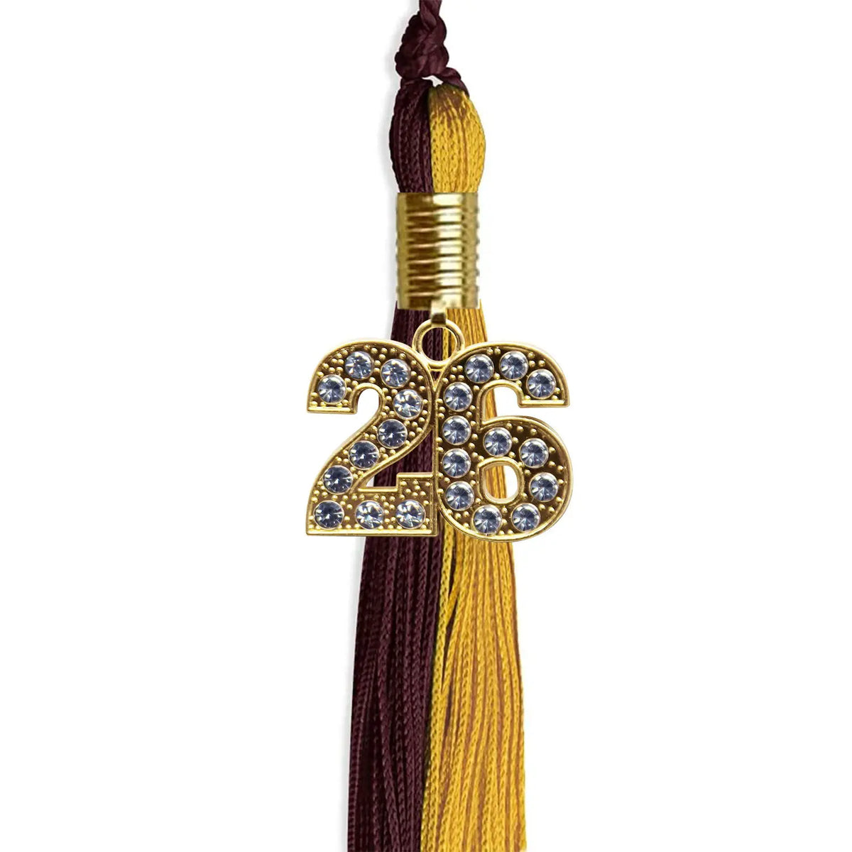Maroon/Bright Gold Graduation Tassel with Gold Bling Charm - Endea Graduation
