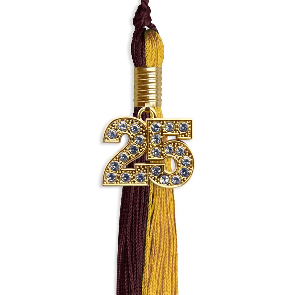 Maroon/Bright Gold Graduation Tassel with Gold Bling Charm - Endea Graduation