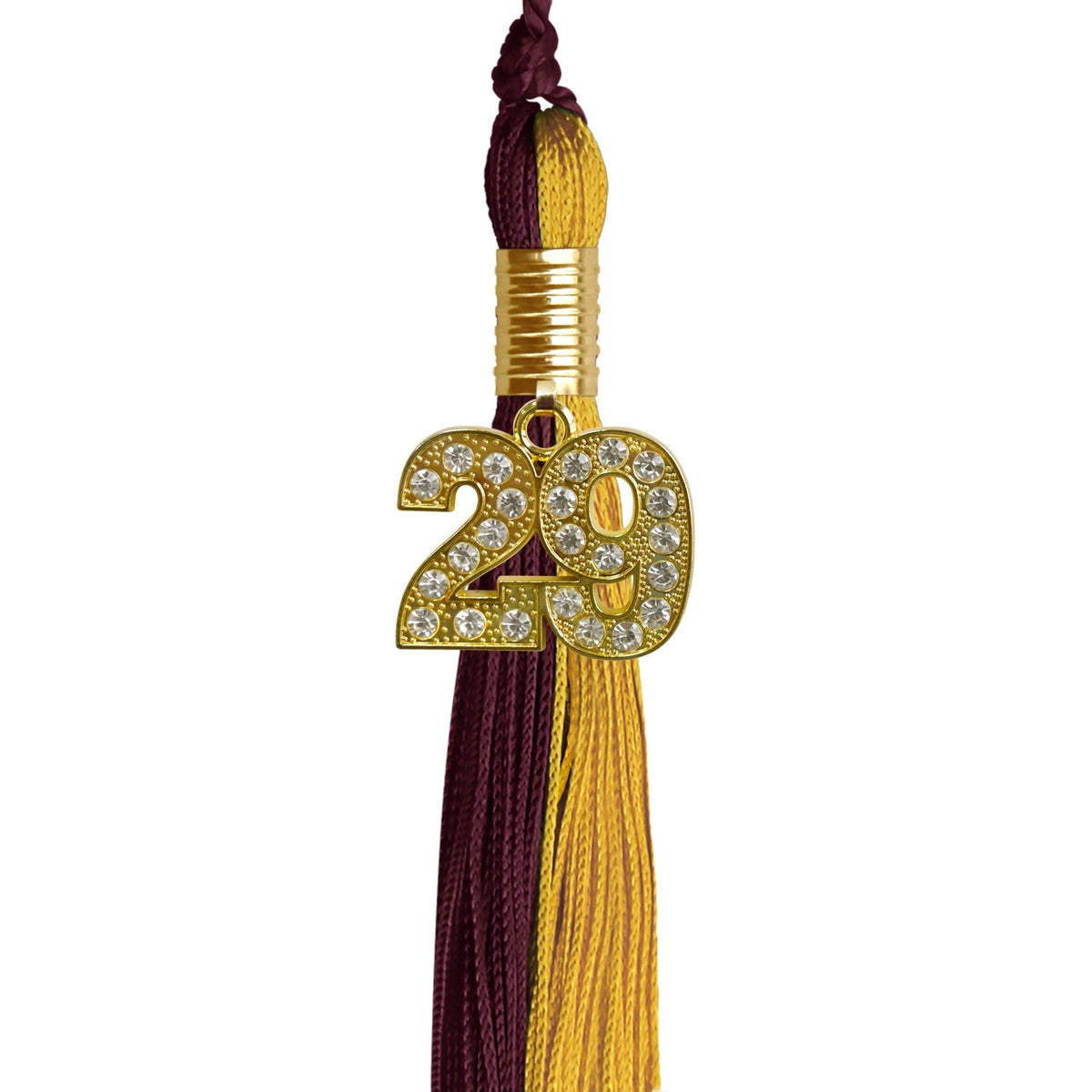 Maroon/Bright Gold Graduation Tassel with Gold Bling Charm - Endea Graduation