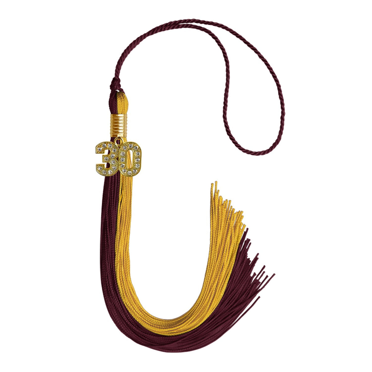 Maroon/Bright Gold Graduation Tassel with Gold Bling Charm - Endea Graduation