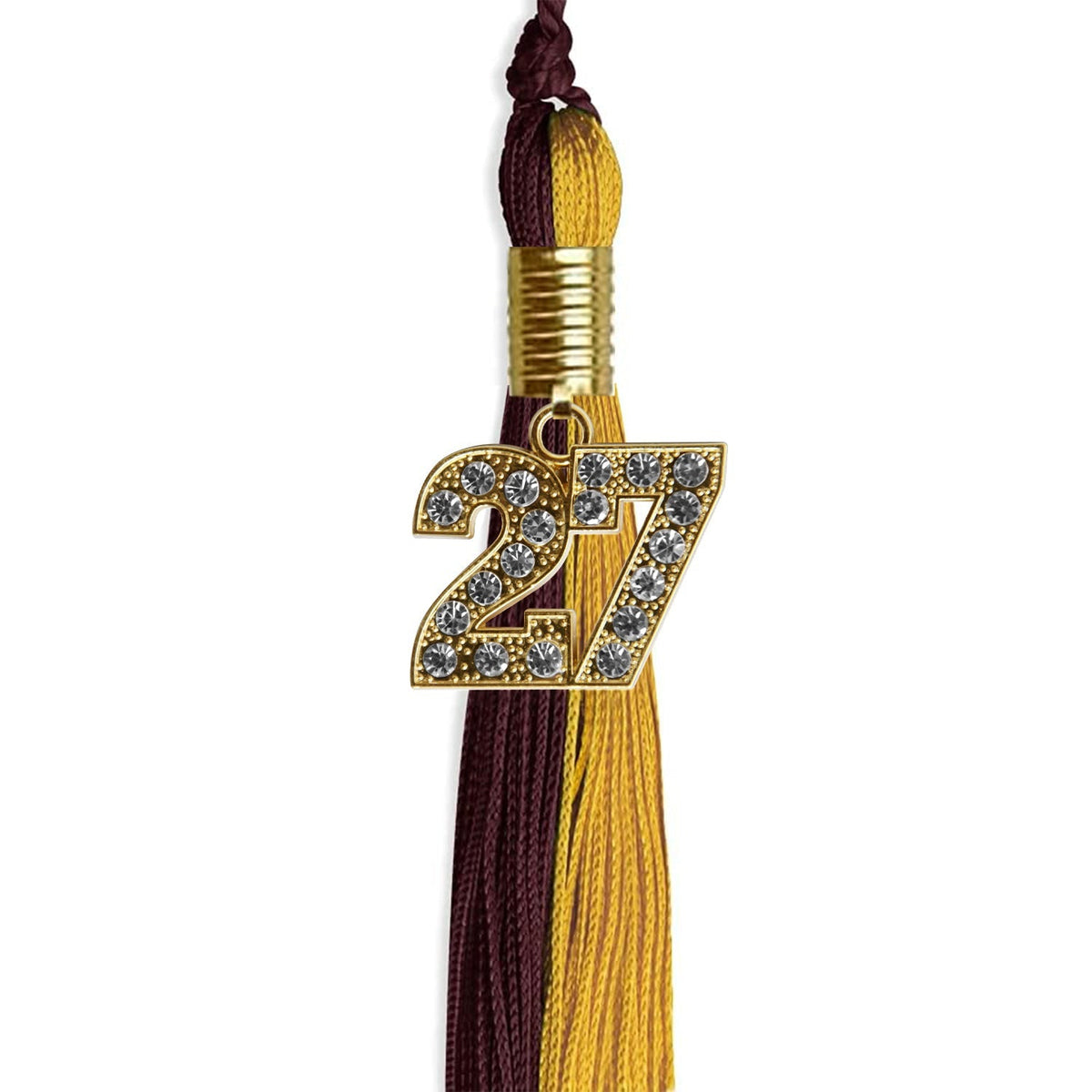 Maroon/Bright Gold Graduation Tassel with Gold Bling Charm - Endea Graduation
