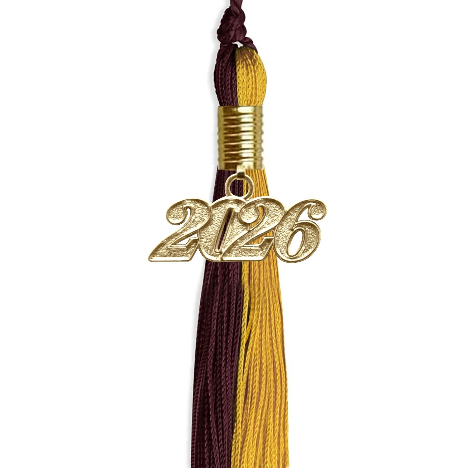 Maroon/Bright Gold Graduation Tassel with Gold Date Drop - Endea Graduation