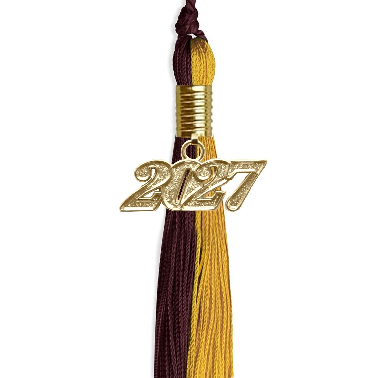 Maroon/Bright Gold Graduation Tassel with Gold Date Drop - Endea Graduation