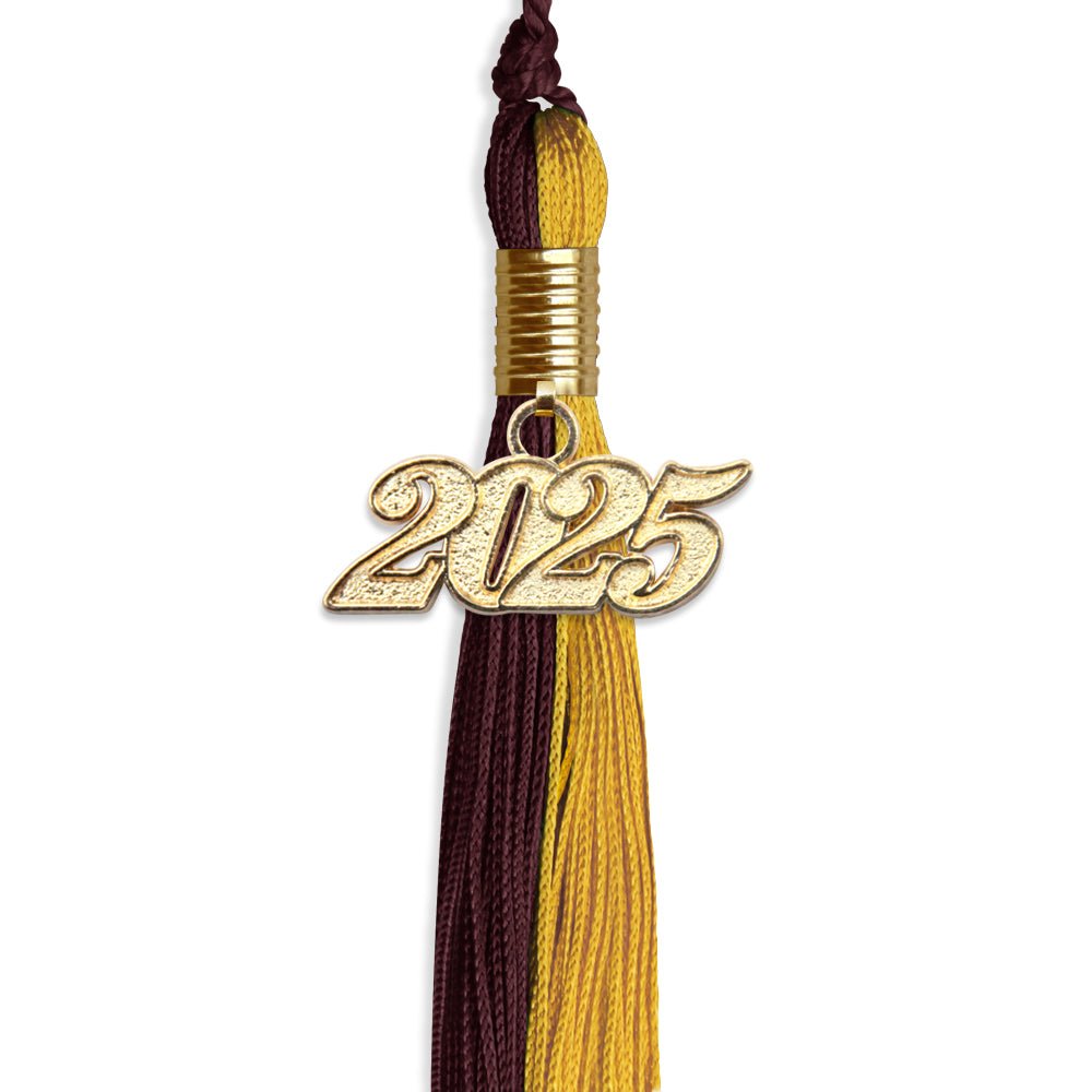 Maroon/Bright Gold Graduation Tassel with Gold Date Drop - Endea Graduation