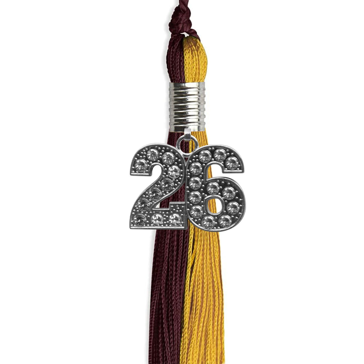 Maroon/Bright Gold Graduation Tassel with Silver Bling Charm - Endea Graduation