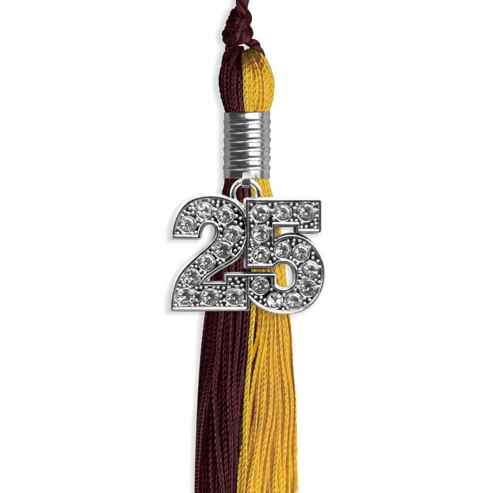 Maroon/Bright Gold Graduation Tassel with Silver Bling Charm - Endea Graduation