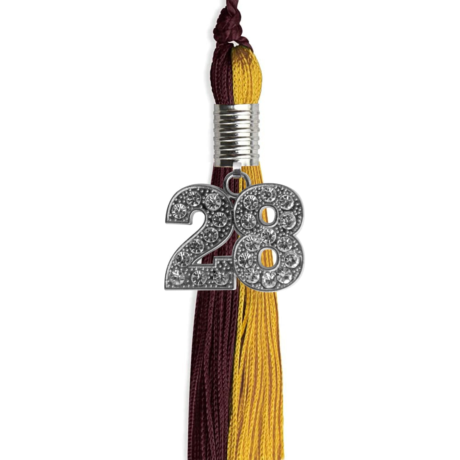 Maroon/Bright Gold Graduation Tassel with Silver Date Drop - Endea Graduation