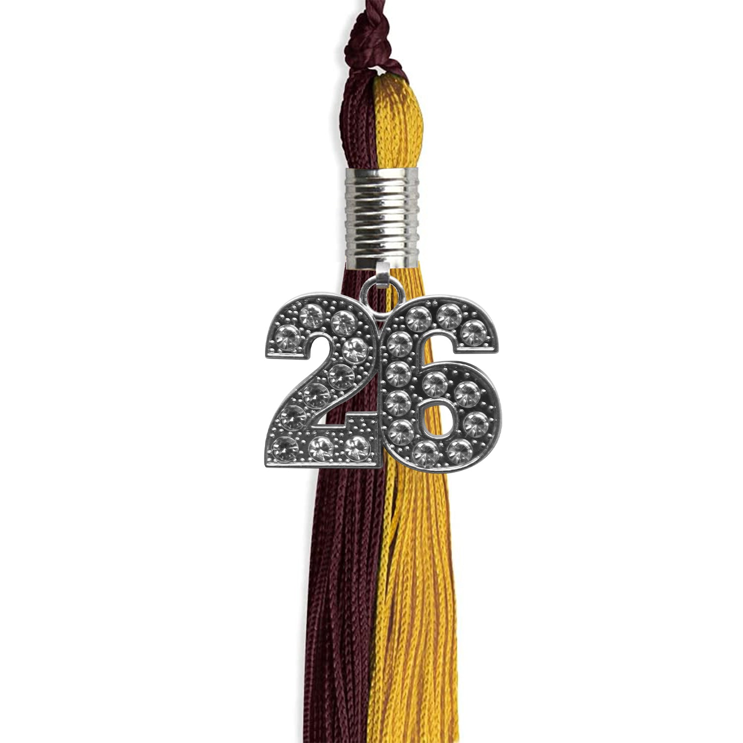 Maroon/Bright Gold Graduation Tassel with Silver Date Drop - Endea Graduation