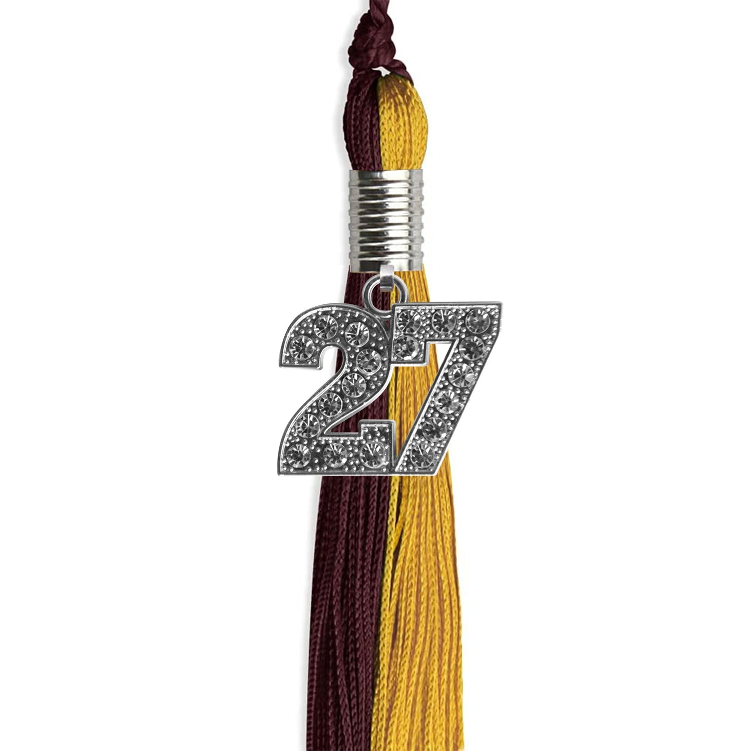 Maroon/Bright Gold Graduation Tassel with Silver Date Drop - Endea Graduation