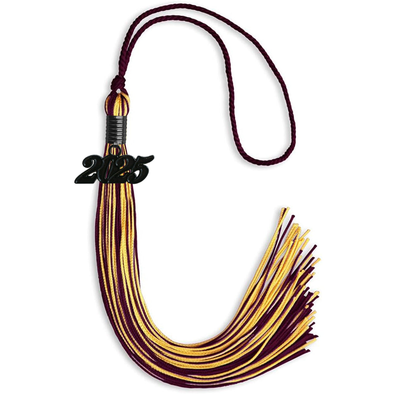 Maroon/Gold Mixed Color Graduation Tassel with Black Date Drop - Endea Graduation