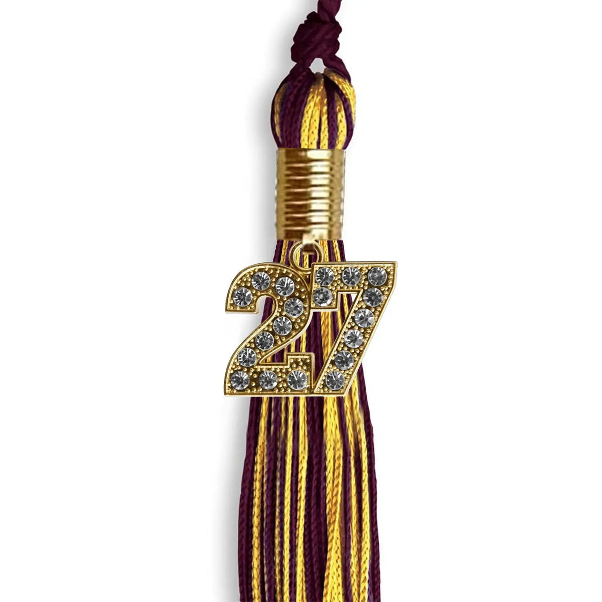 Maroon/Gold Mixed Color Graduation Tassel with Gold Bling Charm - Endea Graduation