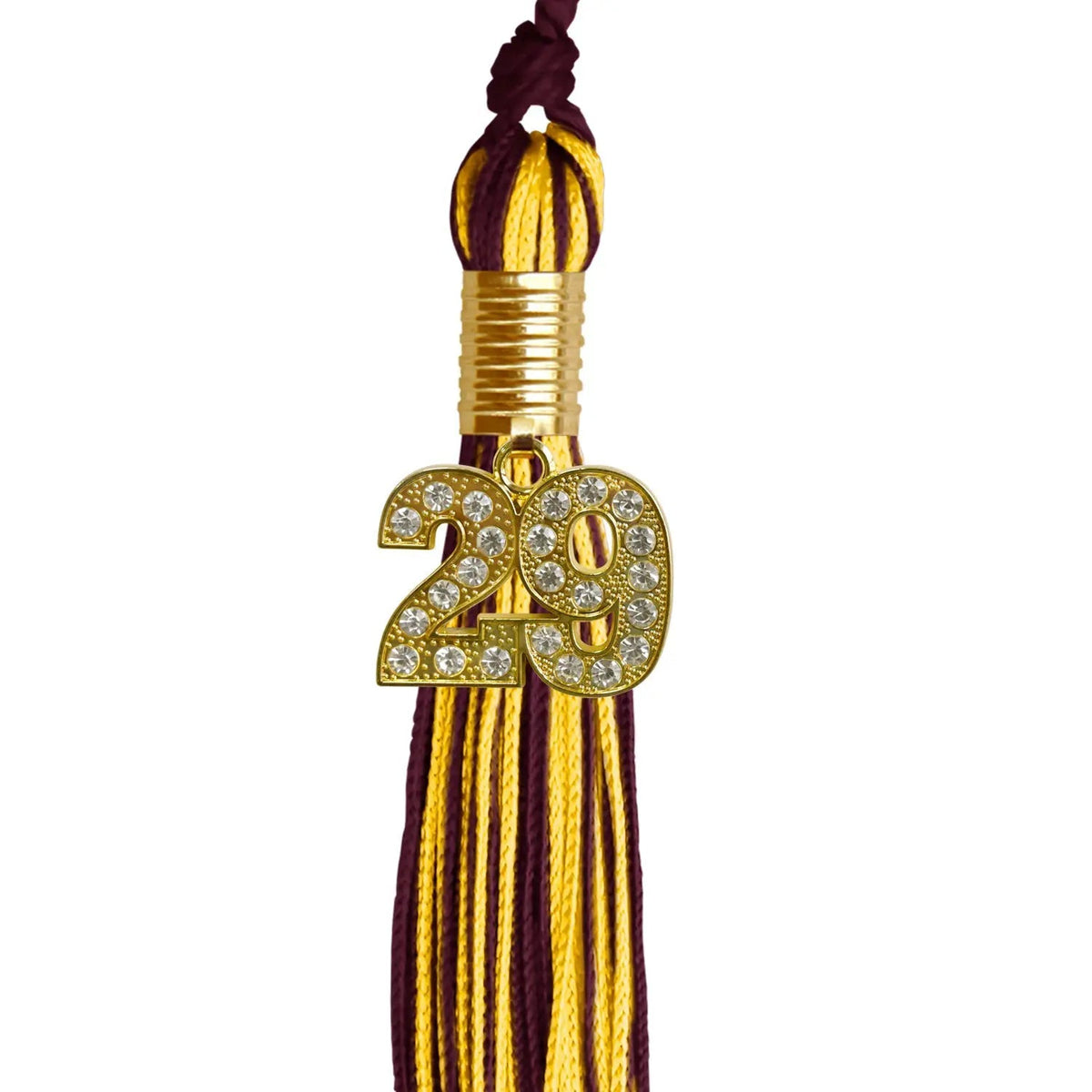 Maroon/Gold Mixed Color Graduation Tassel with Gold Bling Charm - Endea Graduation