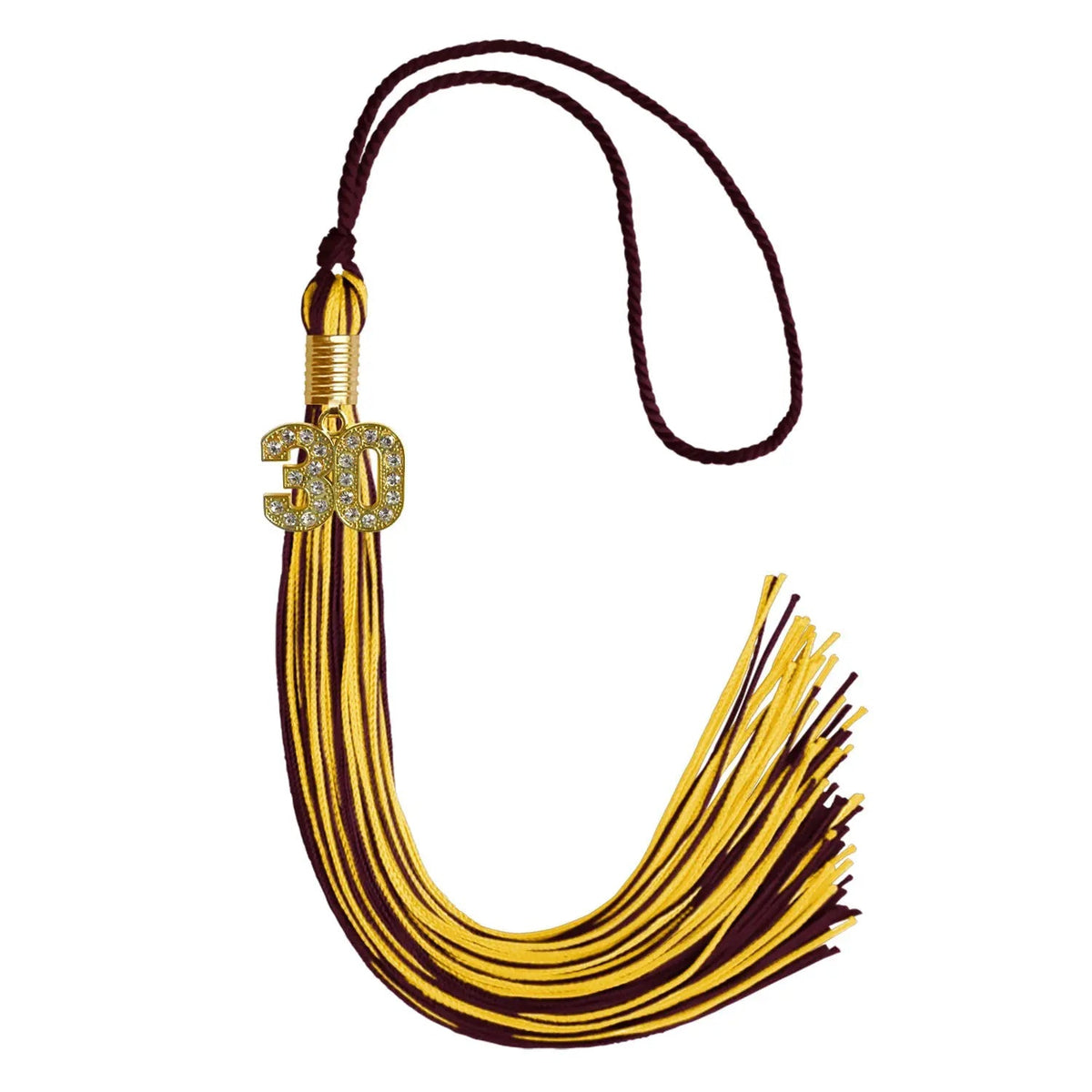 Maroon/Gold Mixed Color Graduation Tassel with Gold Bling Charm - Endea Graduation