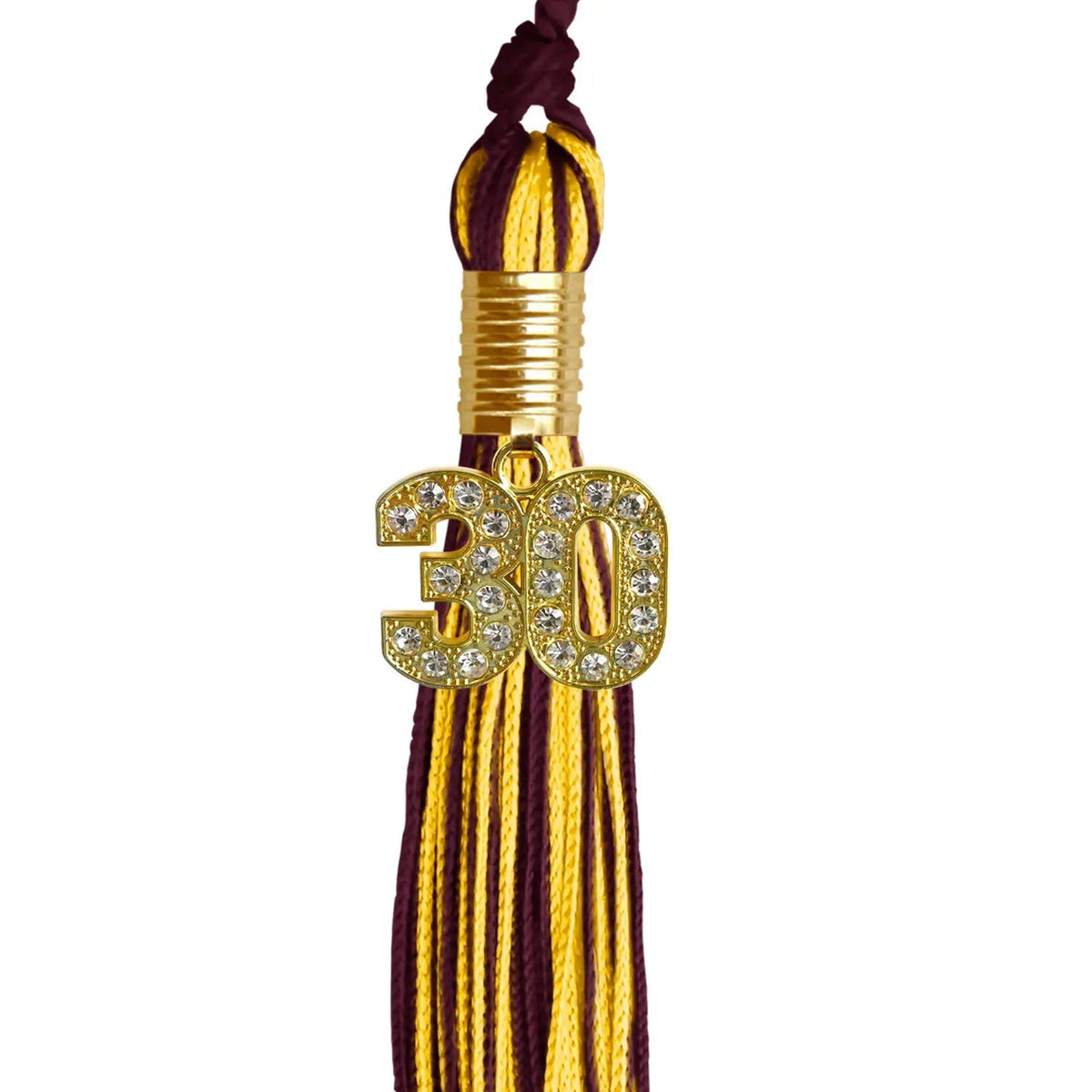 Maroon/Gold Mixed Color Graduation Tassel with Gold Bling Charm - Endea Graduation