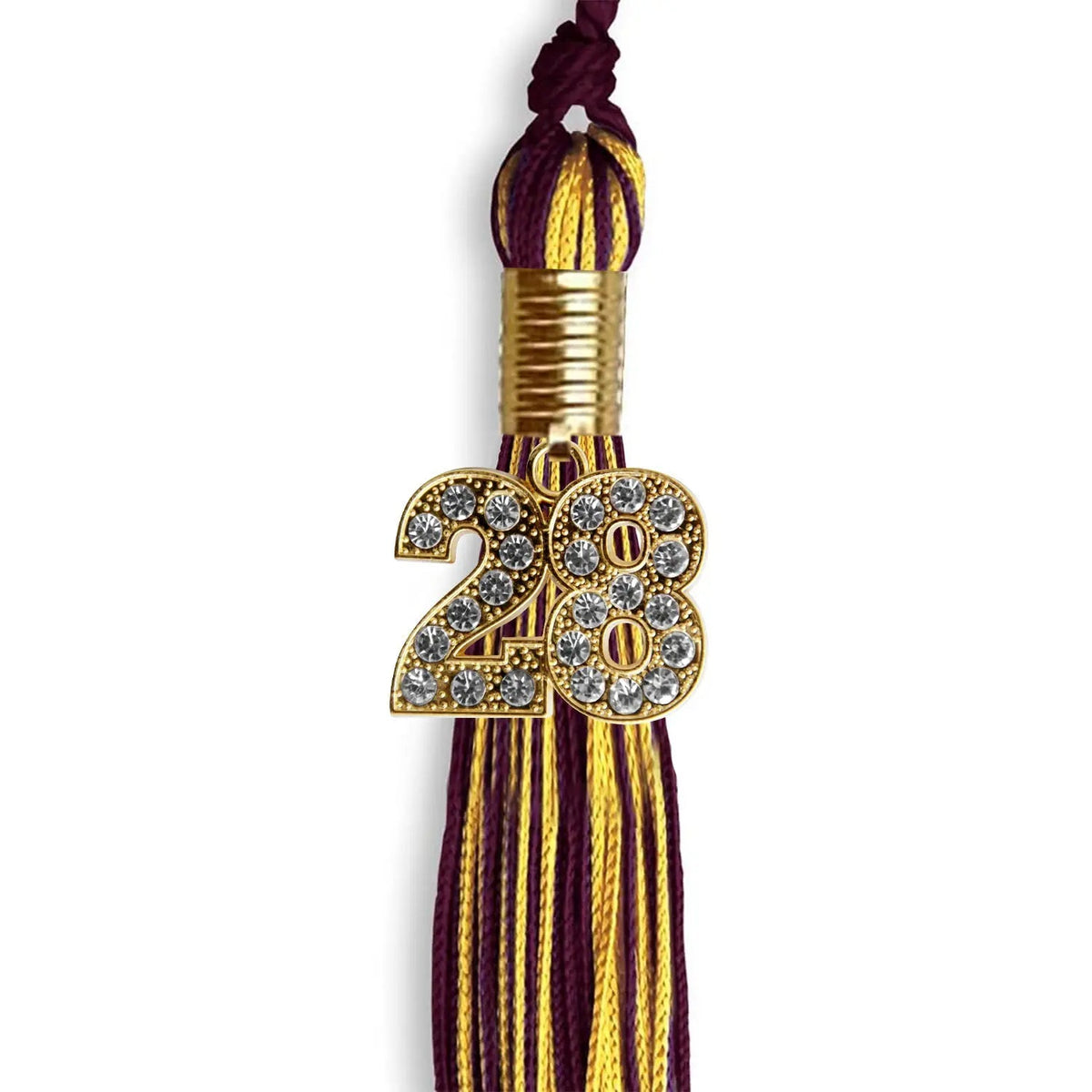 Maroon/Gold Mixed Color Graduation Tassel with Gold Bling Charm - Endea Graduation