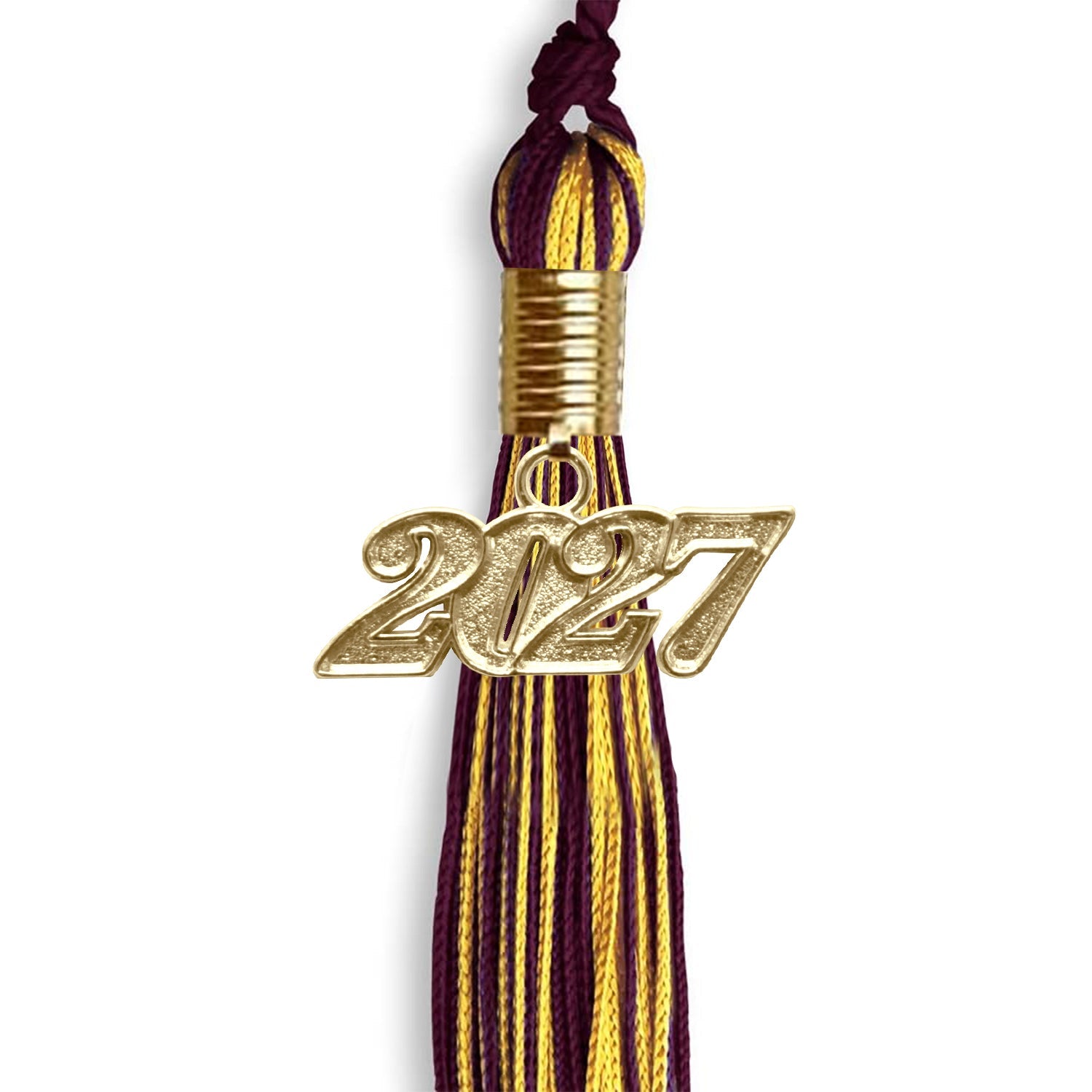 Maroon/Gold Mixed Color Graduation Tassel with Gold Date Drop - Endea Graduation