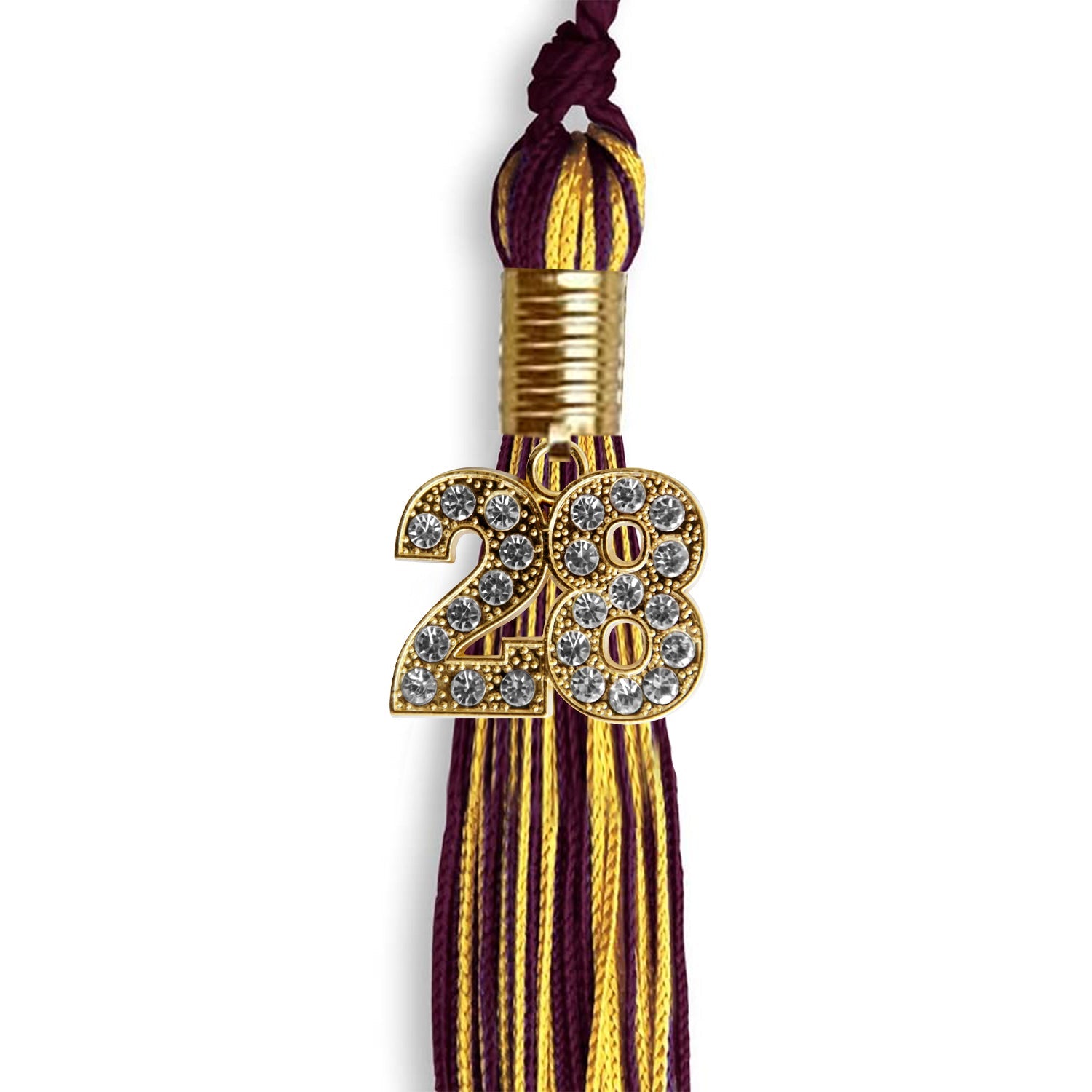 Maroon/Gold Mixed Color Graduation Tassel with Gold Date Drop - Endea Graduation