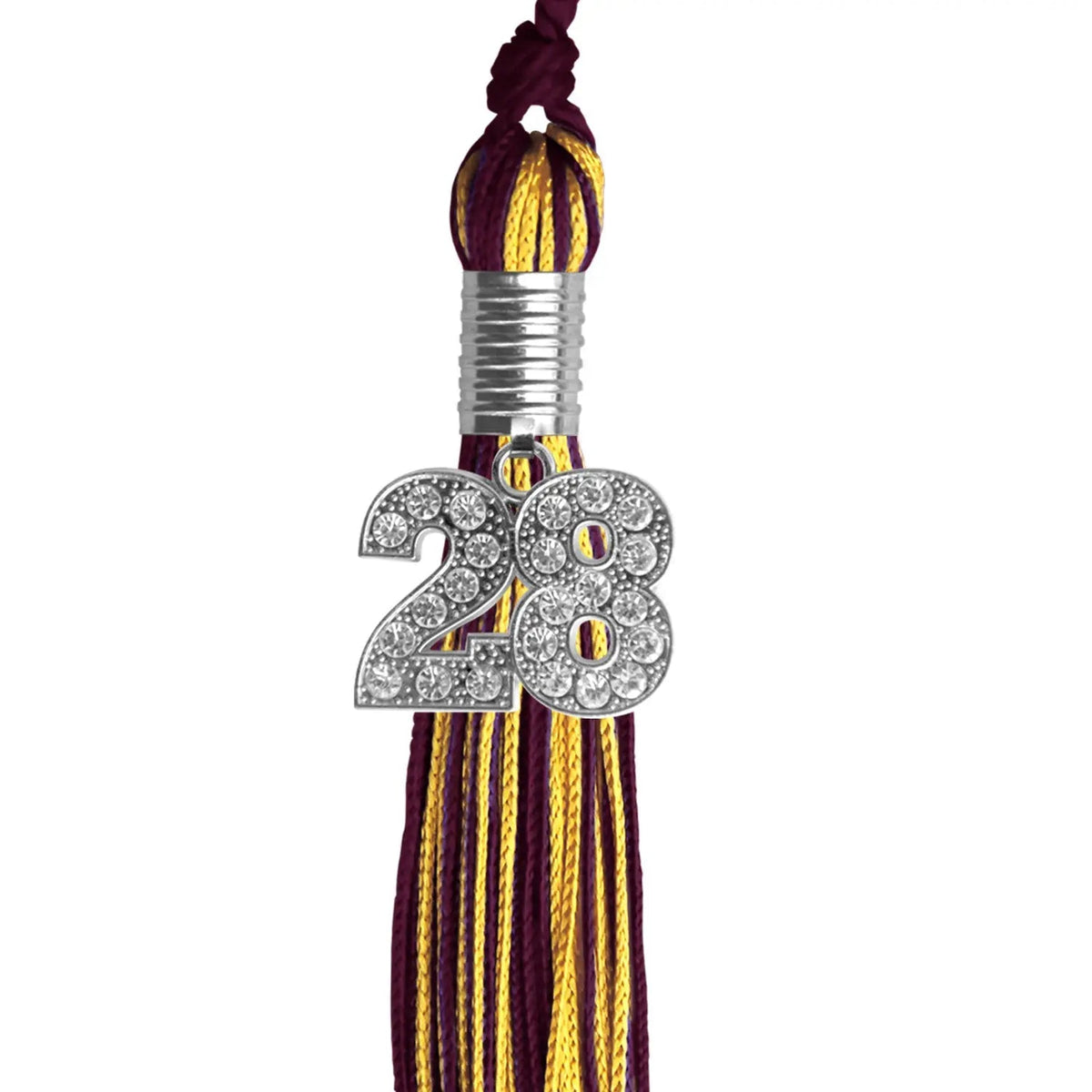 Maroon/Gold Mixed Color Graduation Tassel with Silver Bling Charm - Endea Graduation