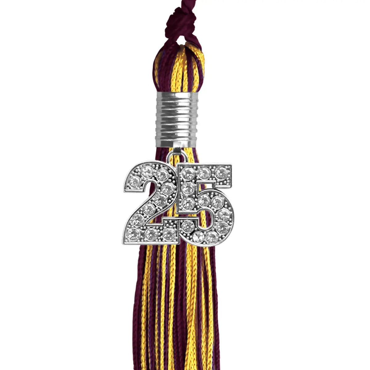 Maroon/Gold Mixed Color Graduation Tassel with Silver Bling Charm - Endea Graduation