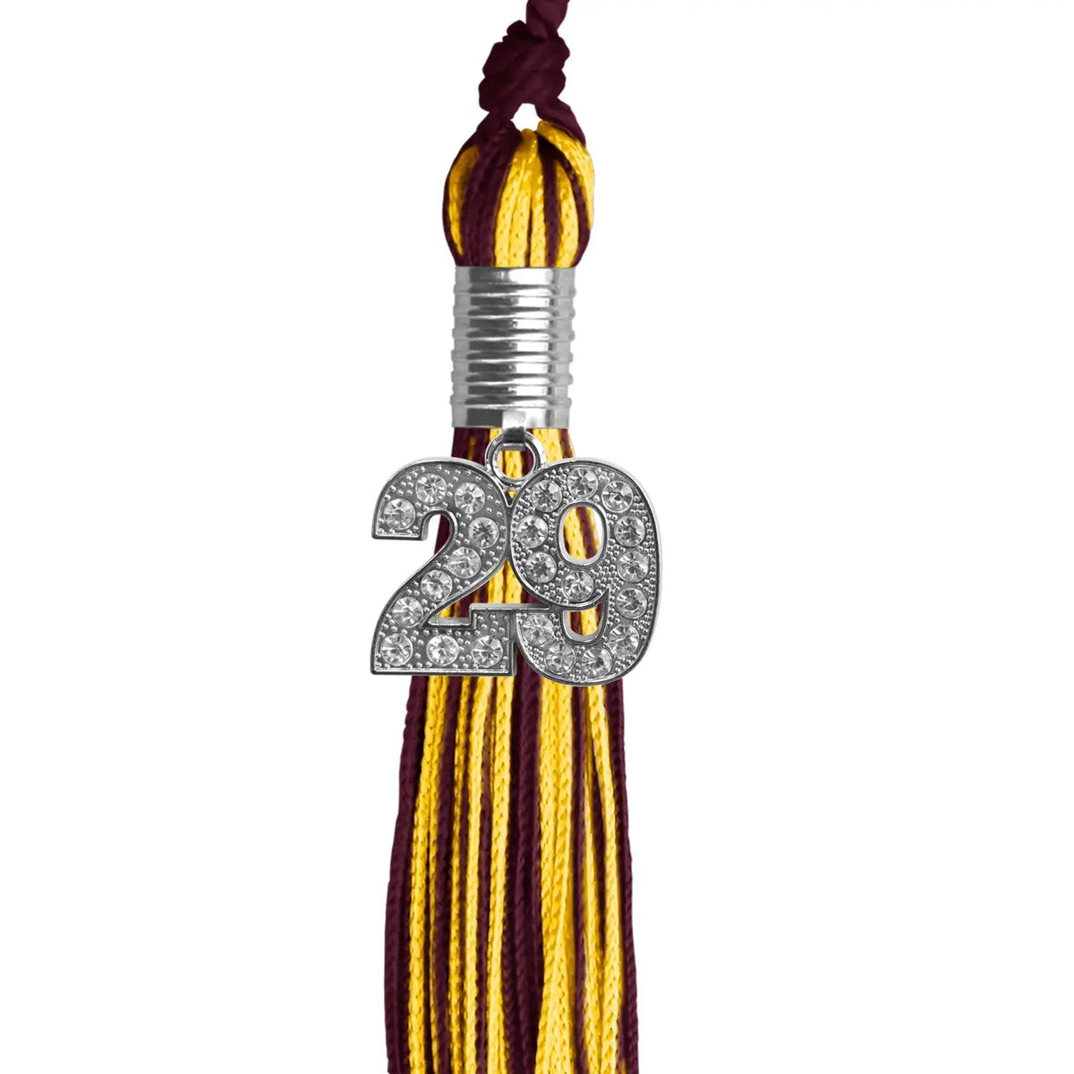 Maroon/Gold Mixed Color Graduation Tassel with Silver Bling Charm - Endea Graduation