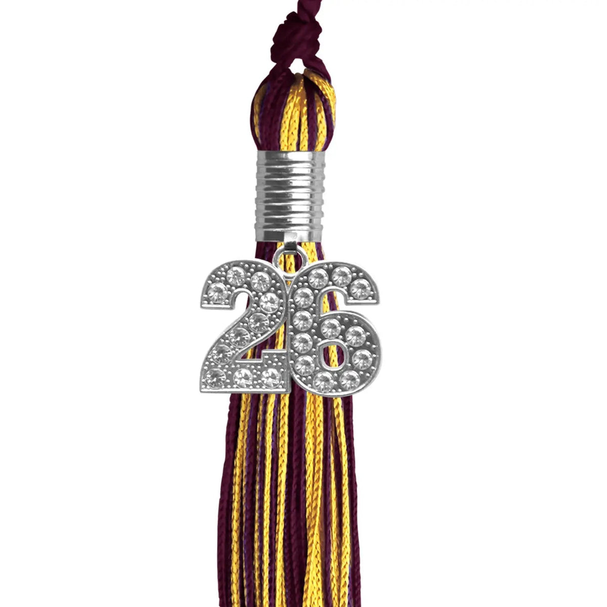 Maroon/Gold Mixed Color Graduation Tassel with Silver Bling Charm - Endea Graduation