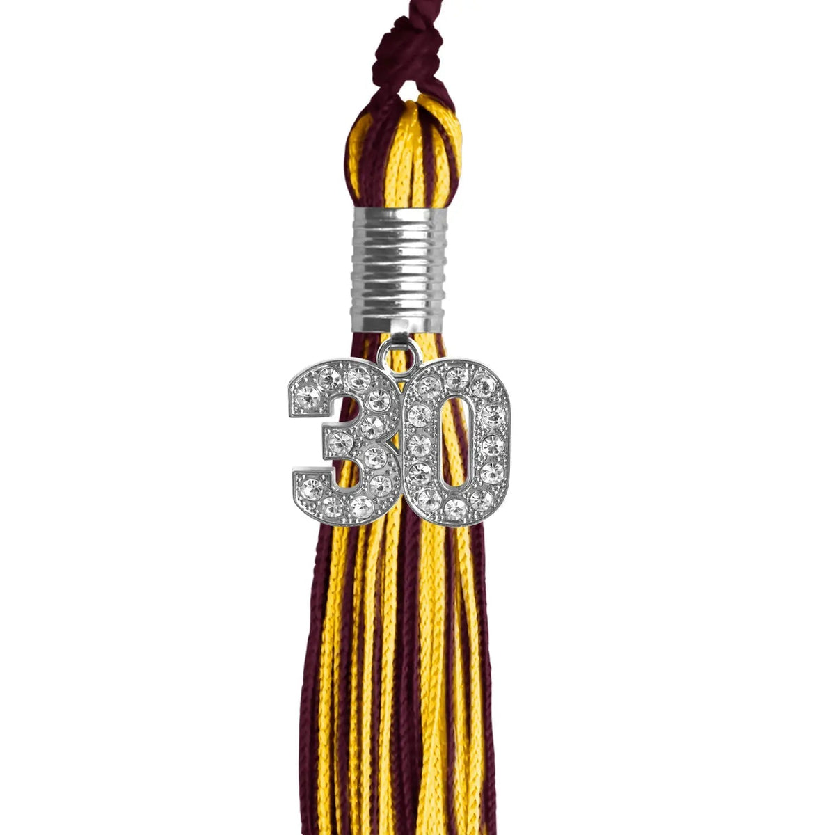 Maroon/Gold Mixed Color Graduation Tassel with Silver Bling Charm - Endea Graduation