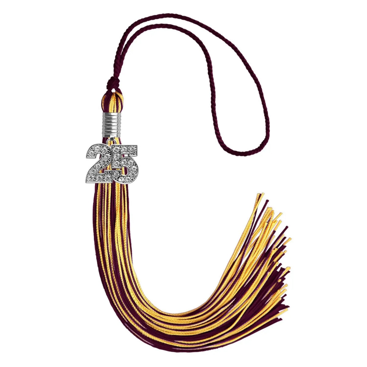 Maroon/Gold Mixed Color Graduation Tassel with Silver Bling Charm - Endea Graduation
