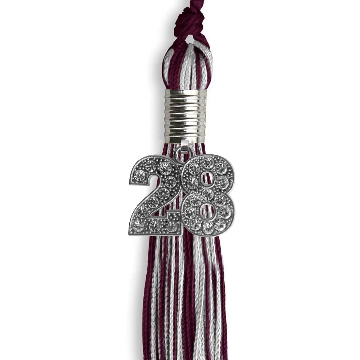Maroon/Silver Mixed Color Graduation Tassel with Silver Bling Charm - Endea Graduation