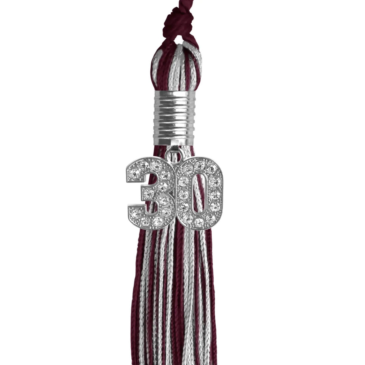 Maroon/Silver Mixed Color Graduation Tassel with Silver Bling Charm - Endea Graduation
