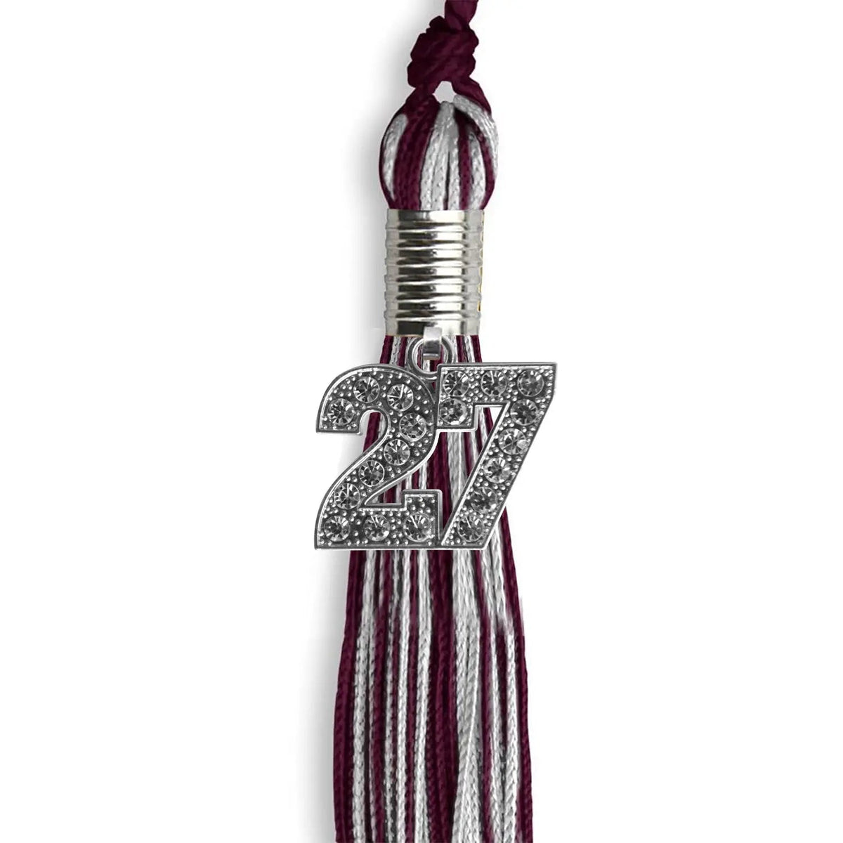 Maroon/Silver Mixed Color Graduation Tassel with Silver Bling Charm - Endea Graduation