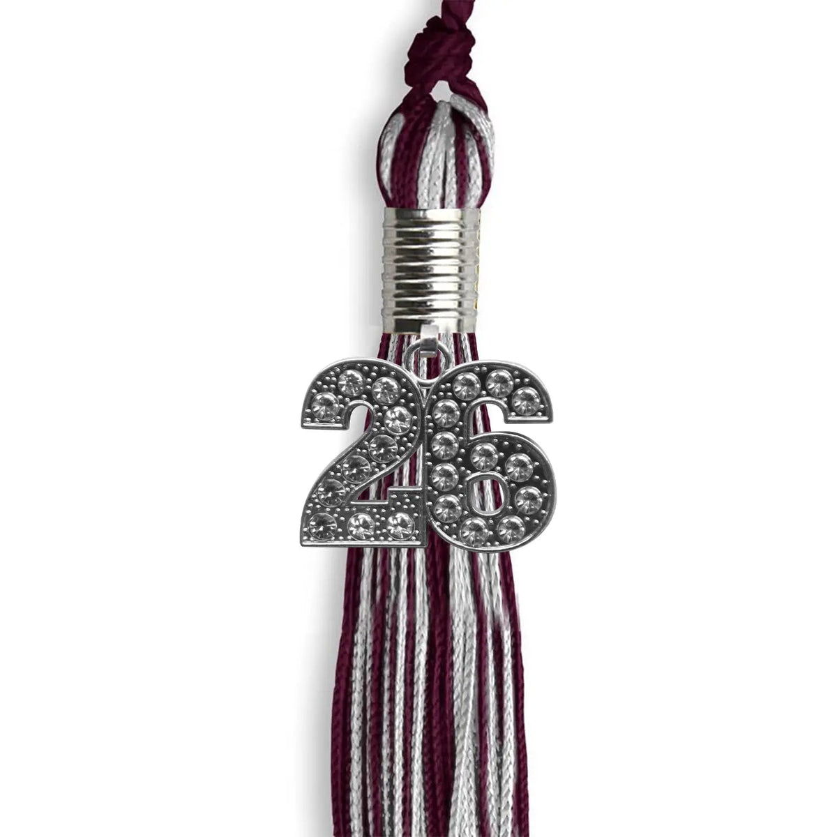 Maroon/Silver Mixed Color Graduation Tassel with Silver Bling Charm - Endea Graduation