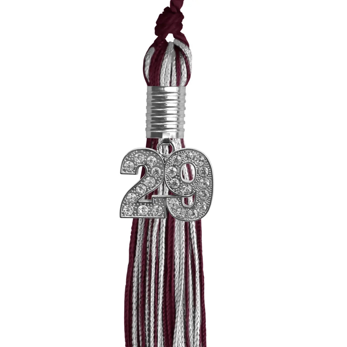 Maroon/Silver Mixed Color Graduation Tassel with Silver Bling Charm - Endea Graduation