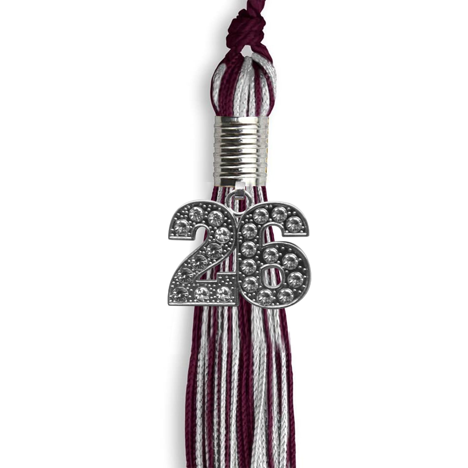 Maroon/Silver Mixed Color Graduation Tassel with Silver Date Drop - Endea Graduation