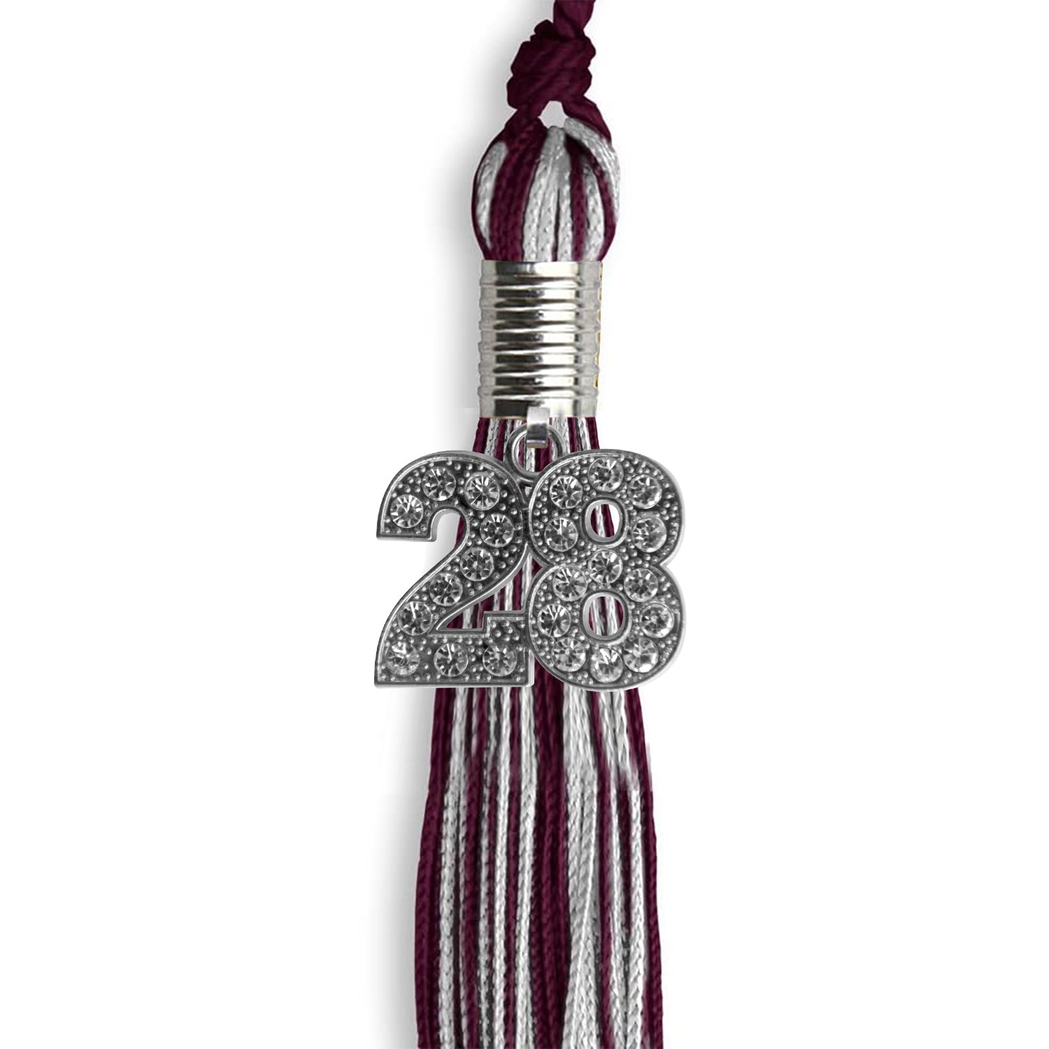 Maroon/Silver Mixed Color Graduation Tassel with Silver Date Drop - Endea Graduation