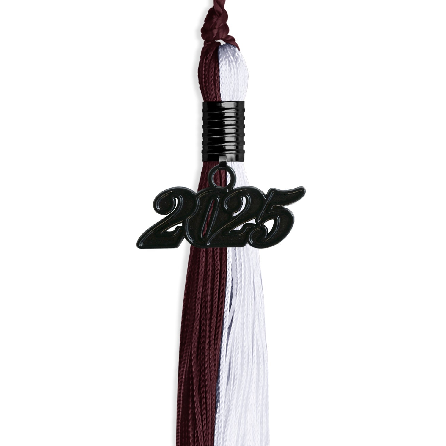 Maroon/White Graduation Tassel with Black Date Drop - Endea Graduation