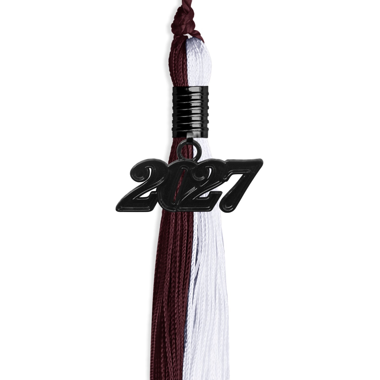 Maroon/White Graduation Tassel with Black Date Drop - Endea Graduation