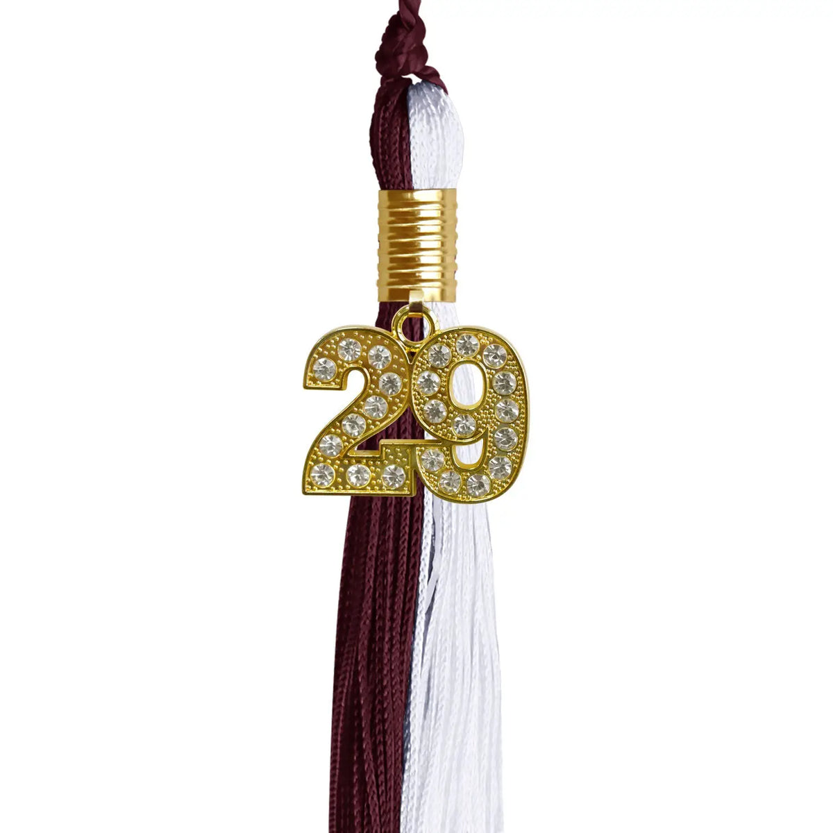 Maroon/White Graduation Tassel with Gold Bling Charm - Endea Graduation