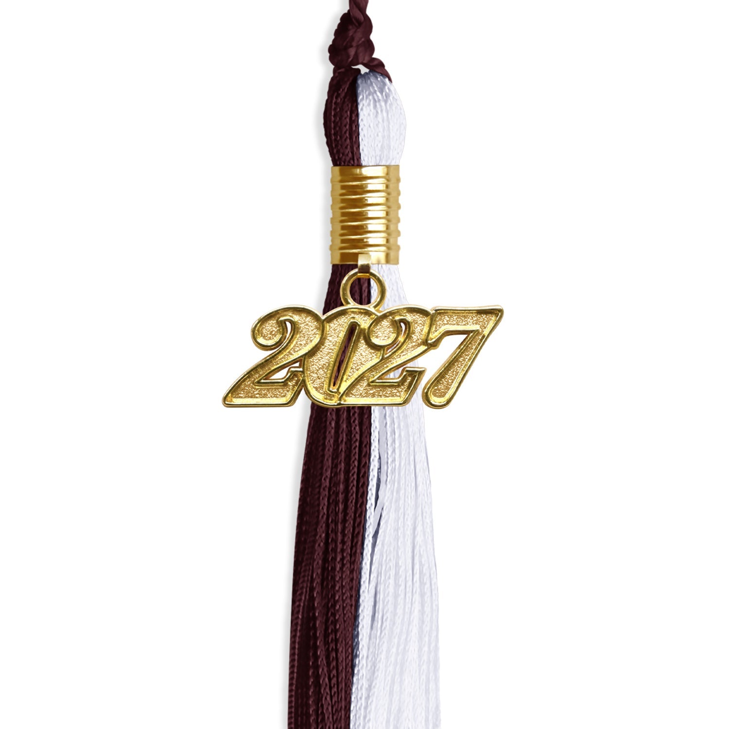 Maroon/White Graduation Tassel with Gold Date Drop - Endea Graduation