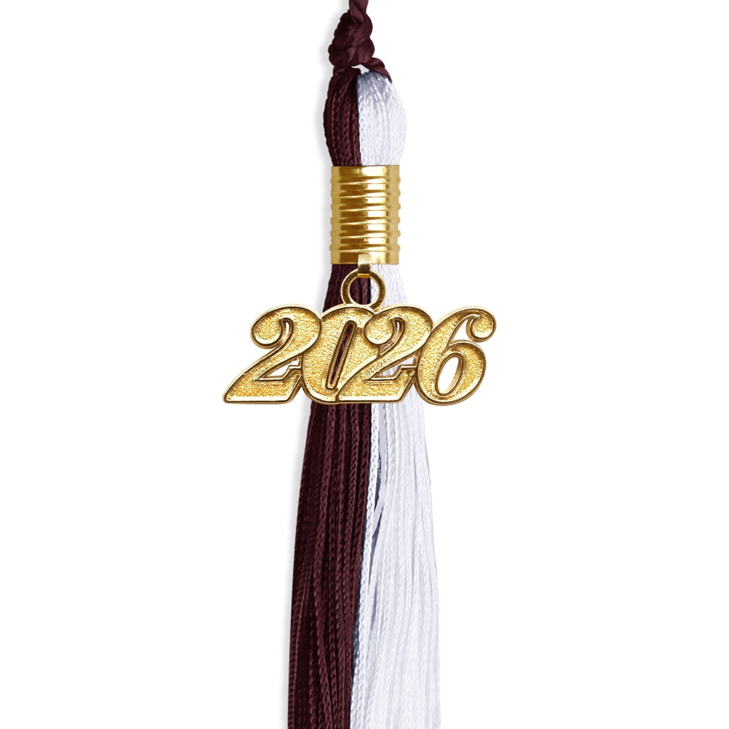 Maroon/White Graduation Tassel with Gold Date Drop - Endea Graduation