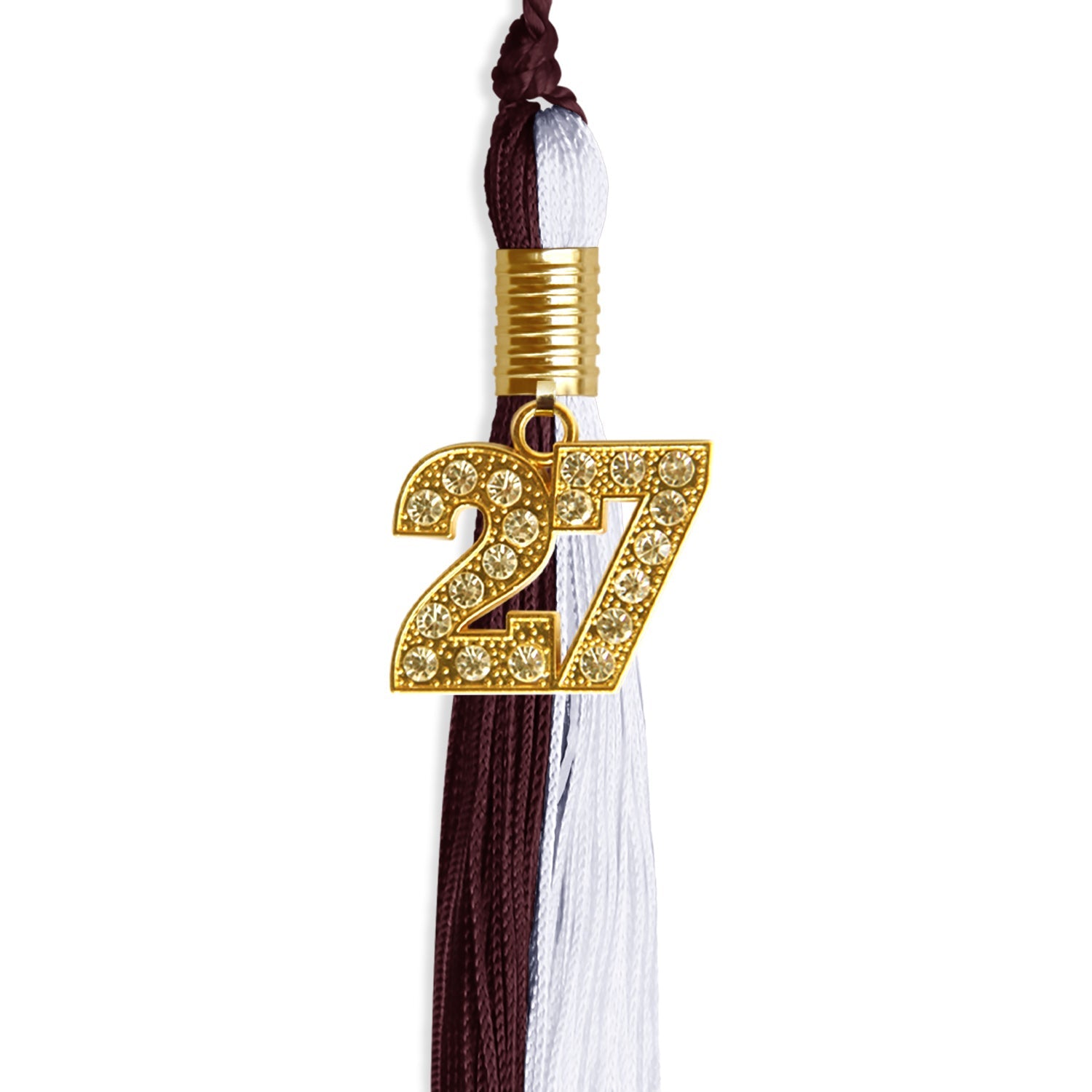 Maroon/White Graduation Tassel with Gold Date Drop - Endea Graduation
