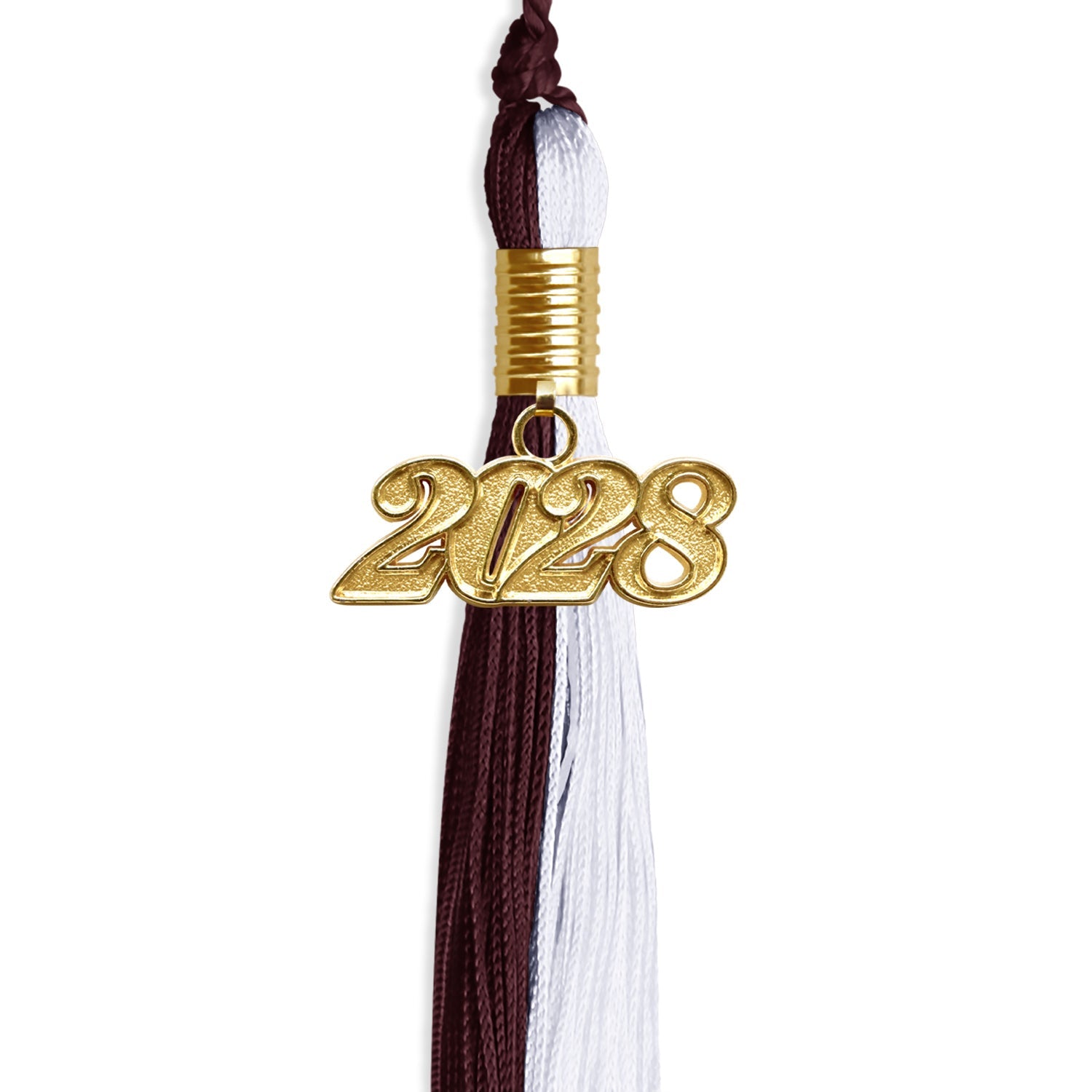 Maroon/White Graduation Tassel with Gold Date Drop - Endea Graduation