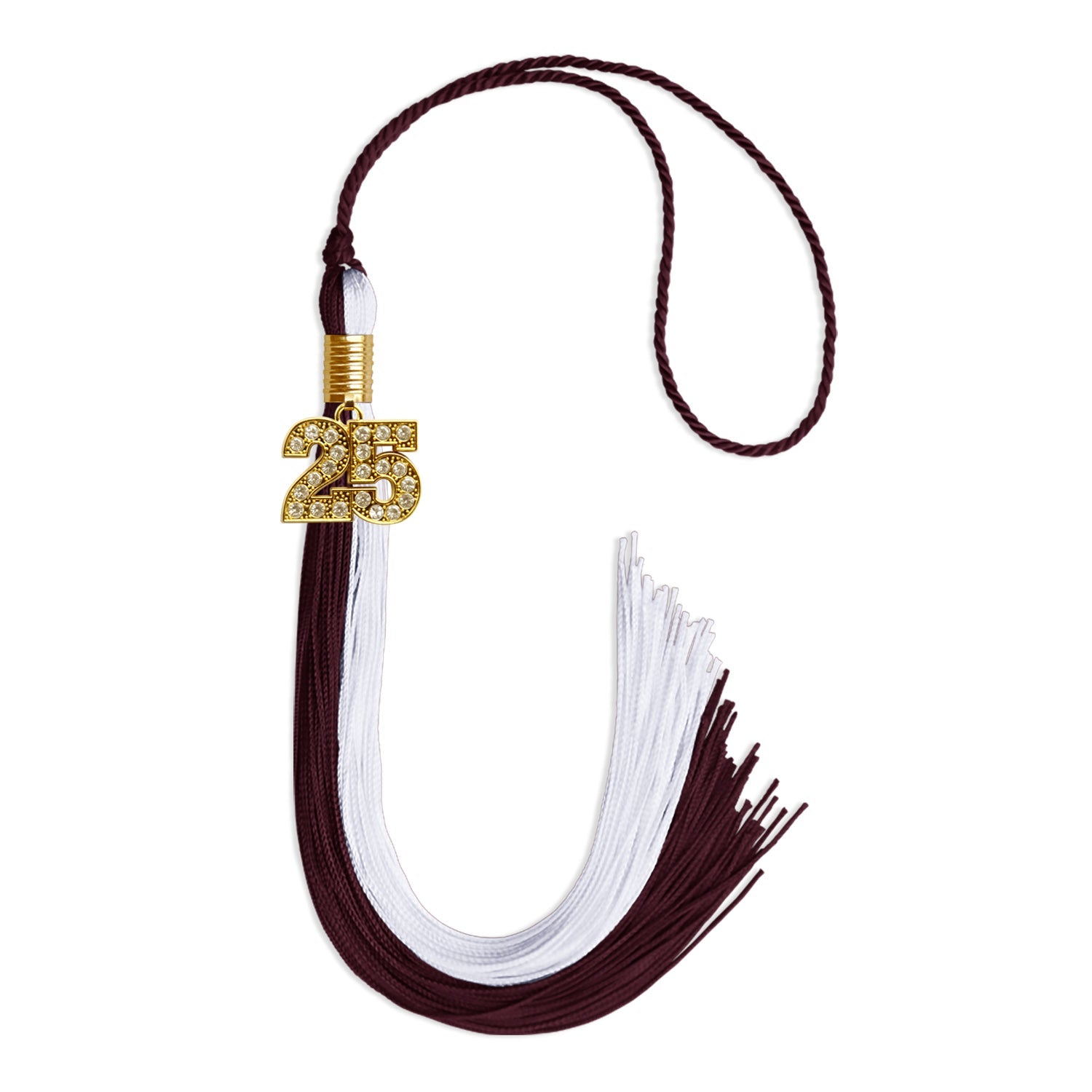 Maroon/White Graduation Tassel with Gold Date Drop - Endea Graduation