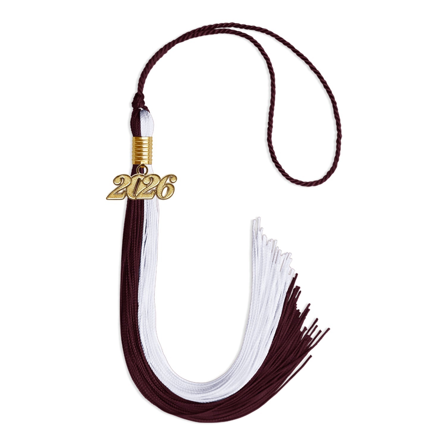 Maroon/White Graduation Tassel with Gold Date Drop - Endea Graduation