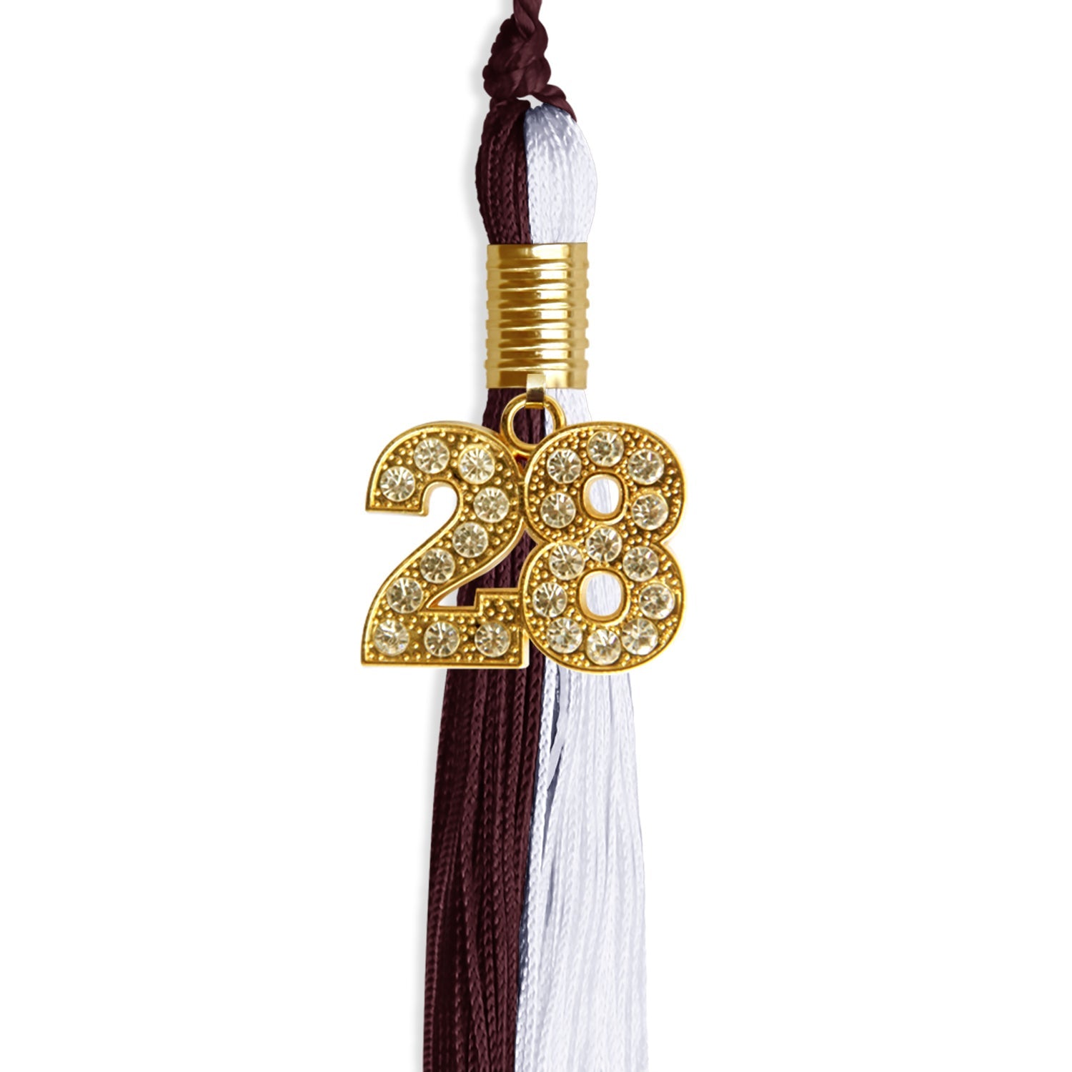 Maroon/White Graduation Tassel with Gold Date Drop - Endea Graduation