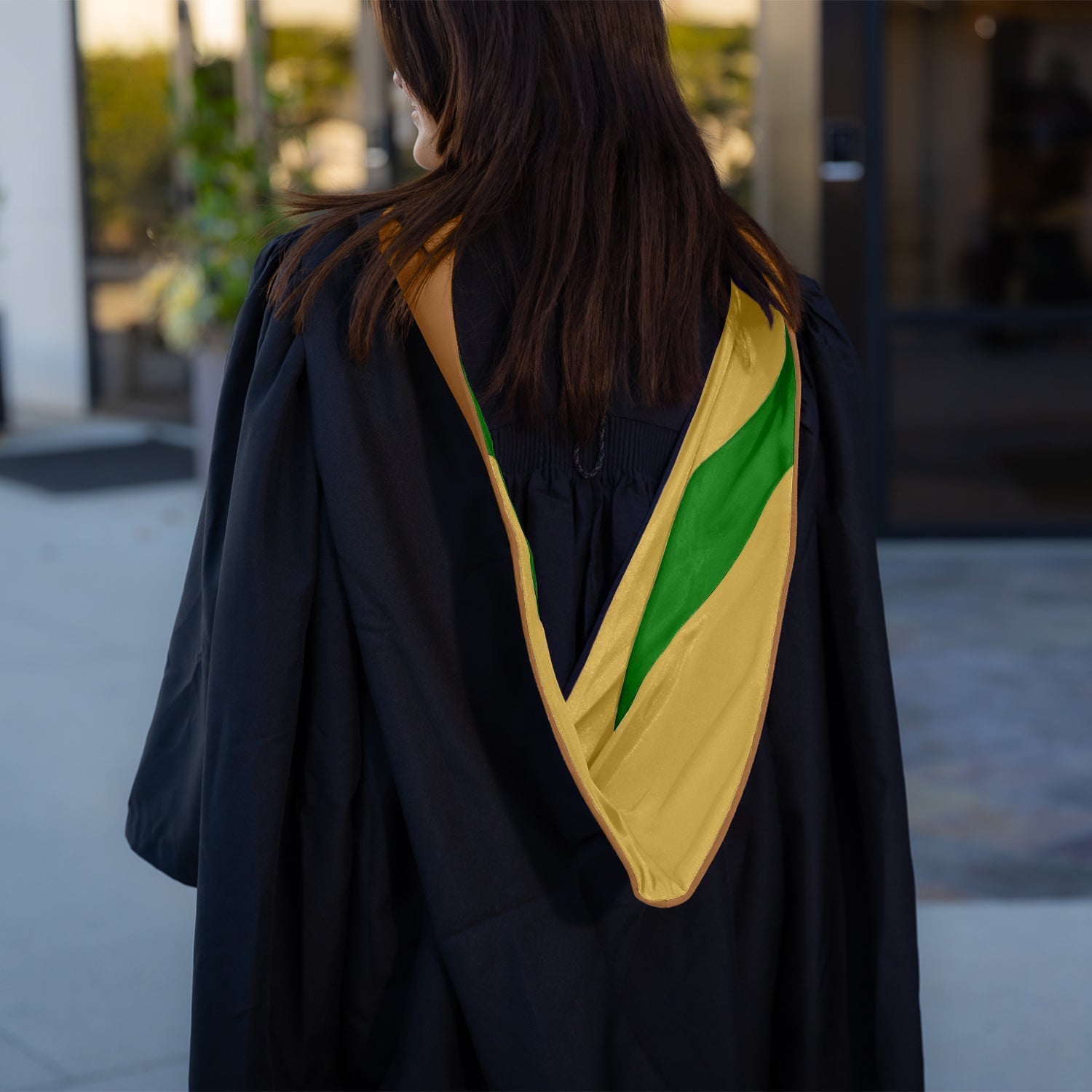 Masters Hood For Business, Accounting, Commerce, Industrial, Labor Relations - Drab/Antique Gold/Green - Endea Graduation