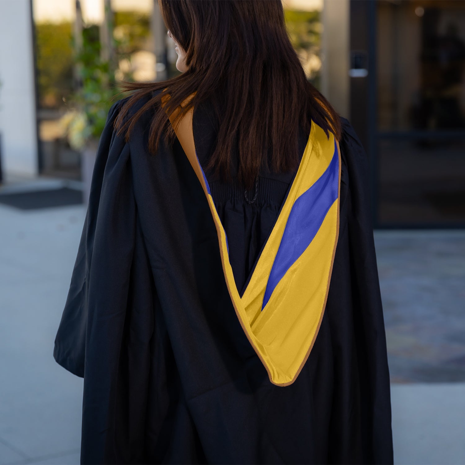 Masters Hood For Business, Accounting, Commerce, Industrial, Labor Relations - Drab/Gold/Royal Blue - Endea Graduation