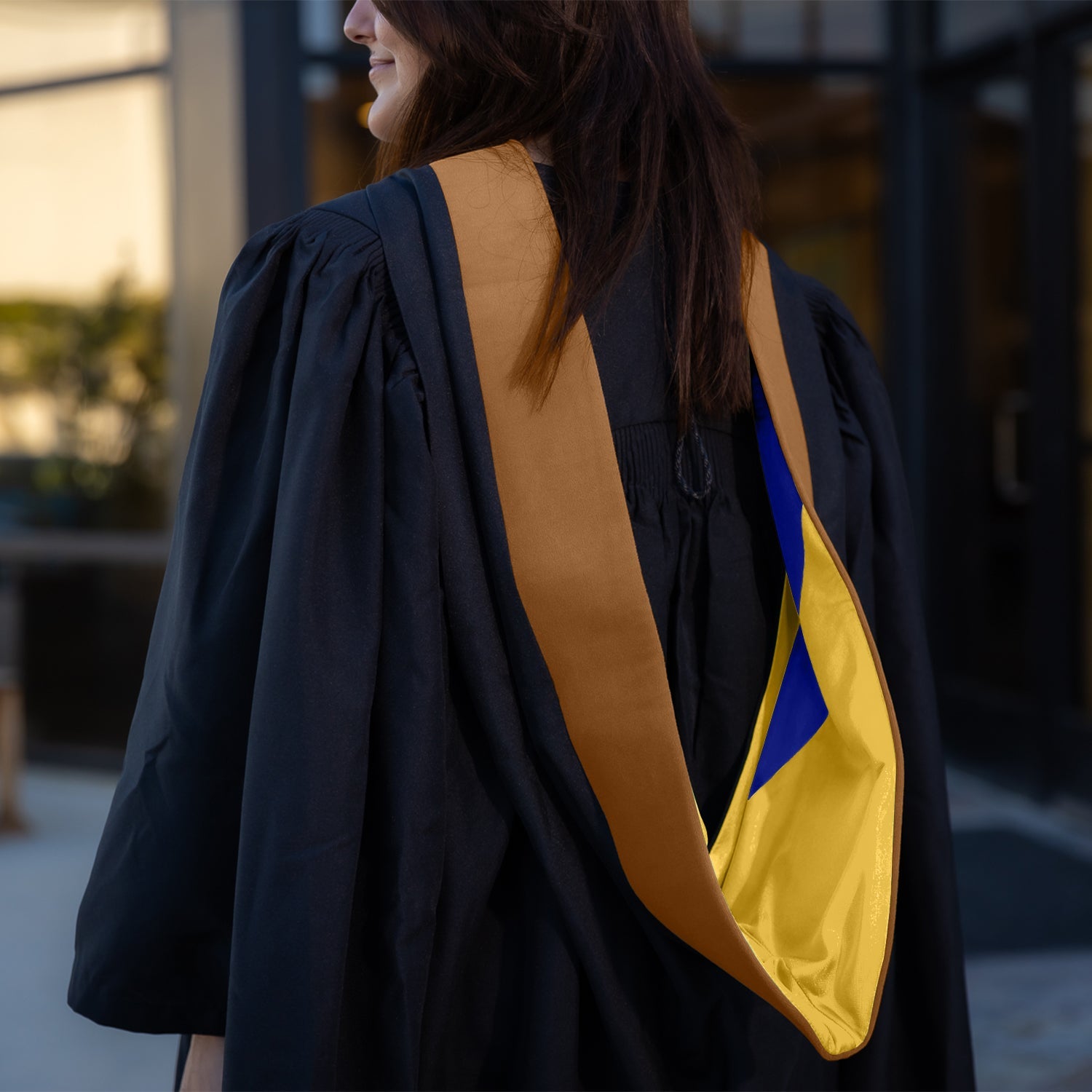 Masters Hood For Business, Accounting, Commerce, Industrial, Labor Relations - Drab/Gold/Royal Blue - Endea Graduation