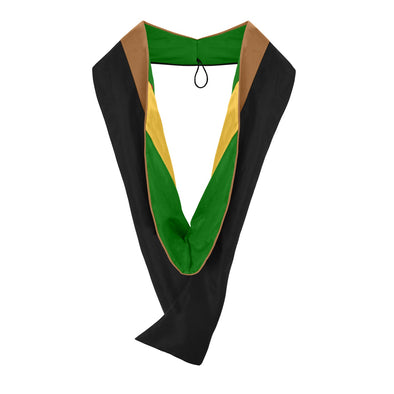 Masters Hood For Business, Accounting, Commerce, Industrial, Labor Relations - Drab/Green/Gold - Endea Graduation