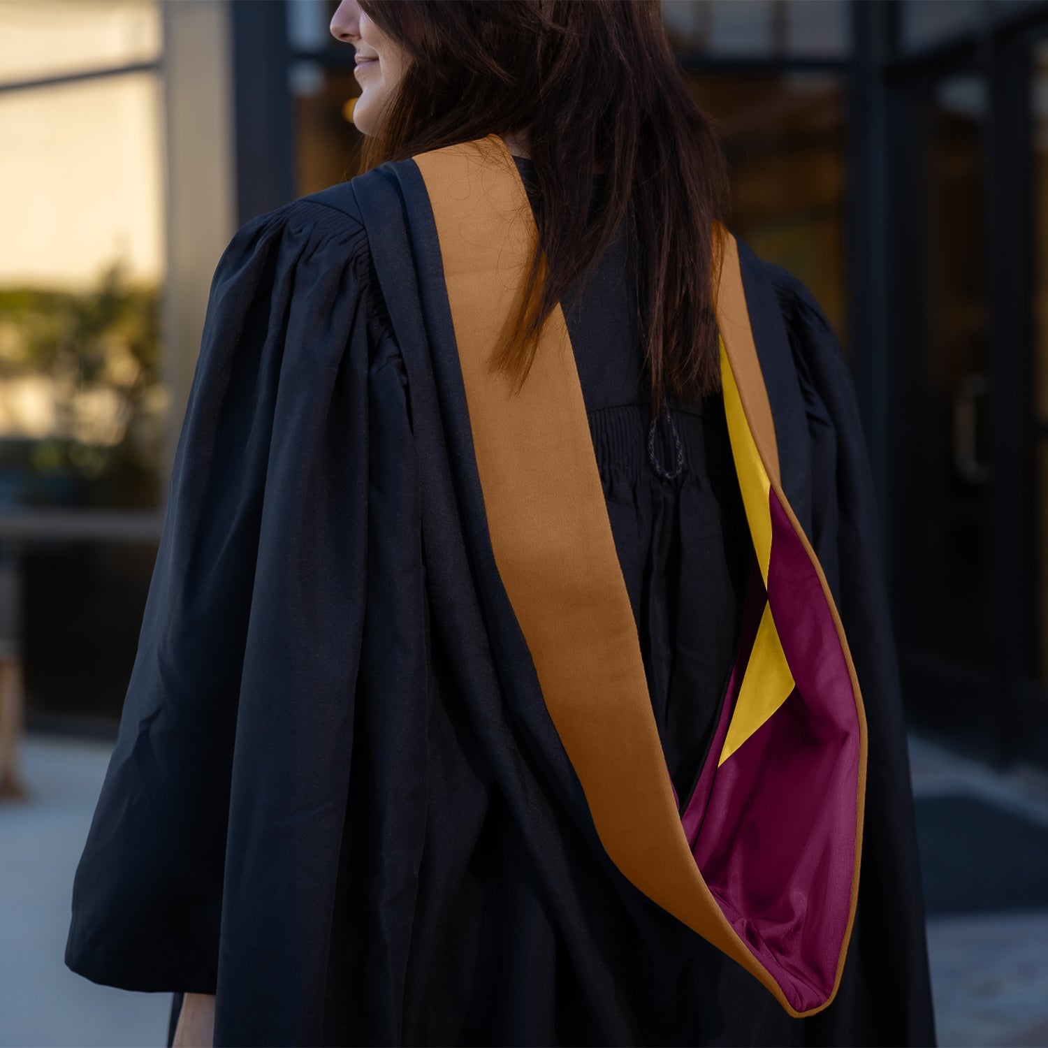 Masters Hood For Business, Accounting, Commerce, Industrial, Labor Relations - Drab/Maroon/Gold - Endea Graduation